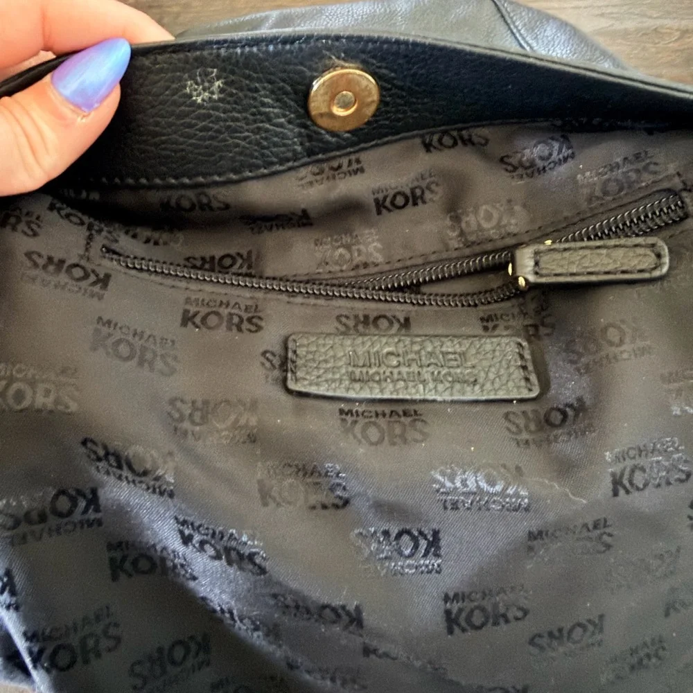 MK Genuine Leather Black Tassel Charm Crossbody